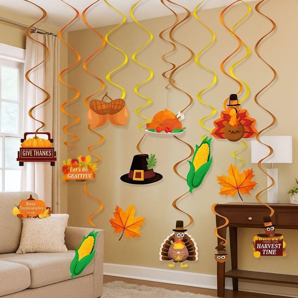 Cartoon Turkey Spiral Ornaments Celebration Party Decoration Supplies Indoor Outdoor Decorations