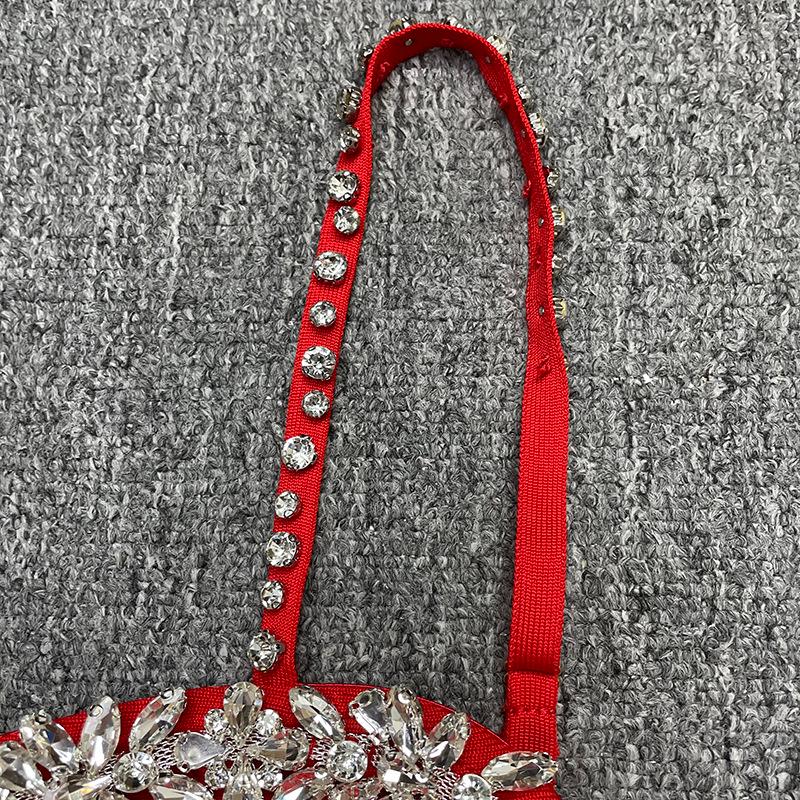 Women's European & American Rhinestone Strap Bodycon Bandage Dress - Sexy Socialite Style Evening Gown.