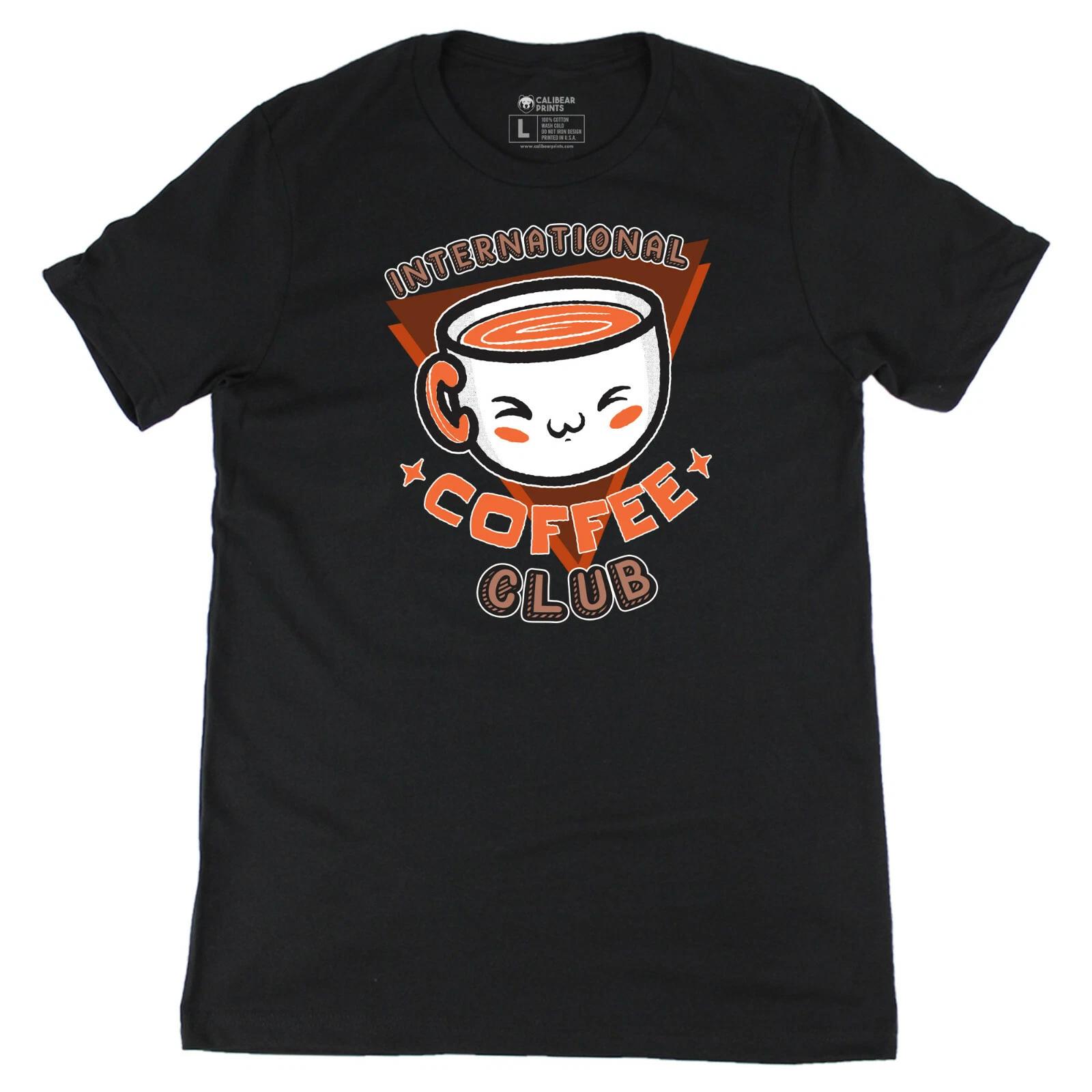 International Coffee Club Graphic Art Funny T-T-Shirt Fine Jersey Cotton Tee 2XL
