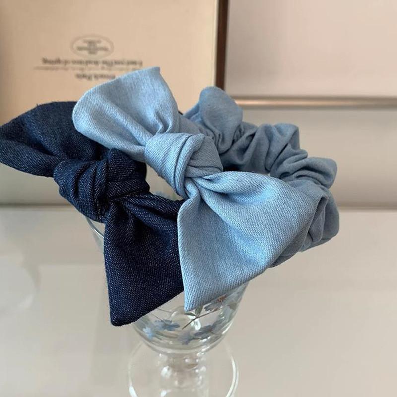 Korean BowKnot Hair Tie Scrunchies for Women Fashion Long Ribbon Elastic Hair Band Bow Ponytail Ties Girl Hair Accessories