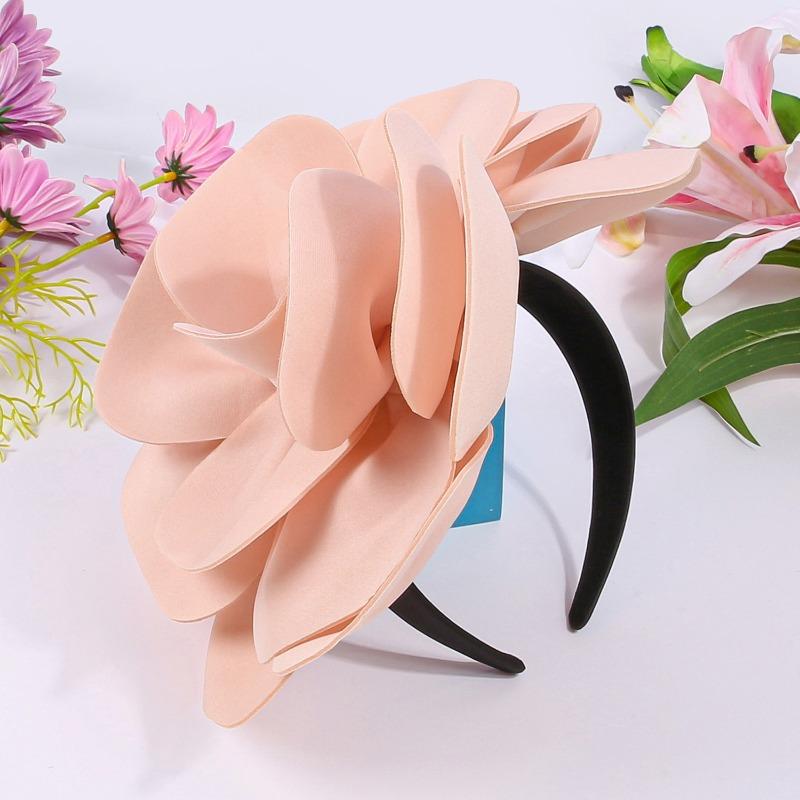 Luxury Fabric Flower Headband for Women Oversized Cloth Hairband for Party Evening Events Elegant Boho Bridal Hair Accessory