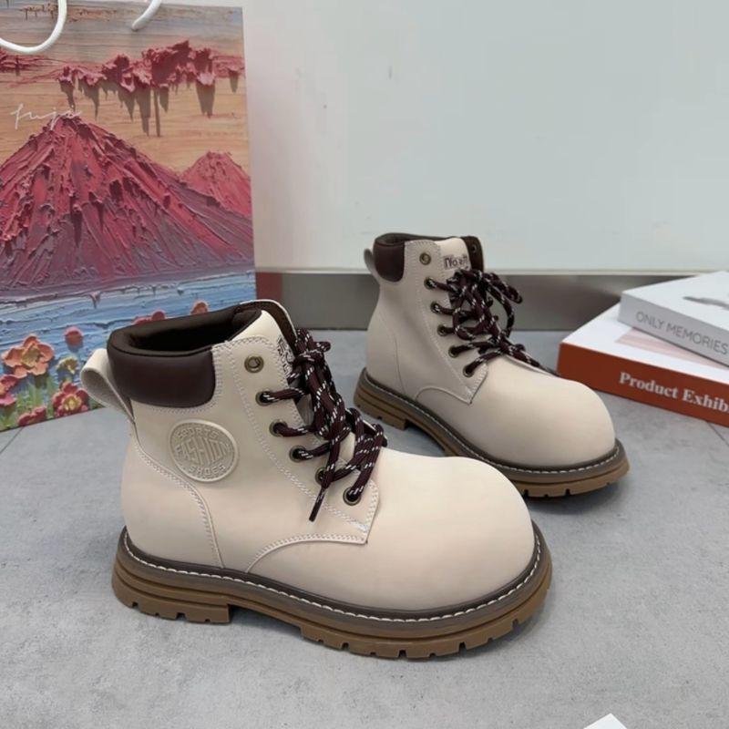2025 autumn new tooling rhubarb boots Martin boots women's yellow short boots thick-soled high-top British wind locomotive boots tide