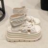 Fashion 2025 Designers Women Summer Leather Sandals Open Toe 8CM Platform Wedge Sneakers Women Casual Shoes Beach Sandálias Das Mulheres