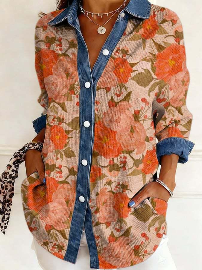 2026 European-American Patchwork Floral 3D Print Women's Spring Cardigan
