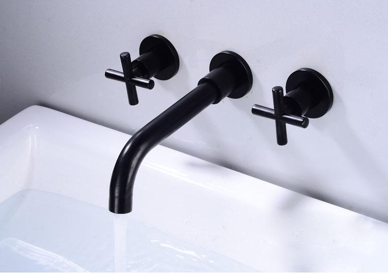 European Antique In-wall Brass Lavatory Basin Mixer Taps Bathroom Sink Faucet Hot and Cold Water Concealed Mounted Tap