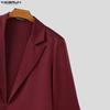INCERUN Men Lapel Neck Long Sleeve Open Front Tassel Long Blazer Coats