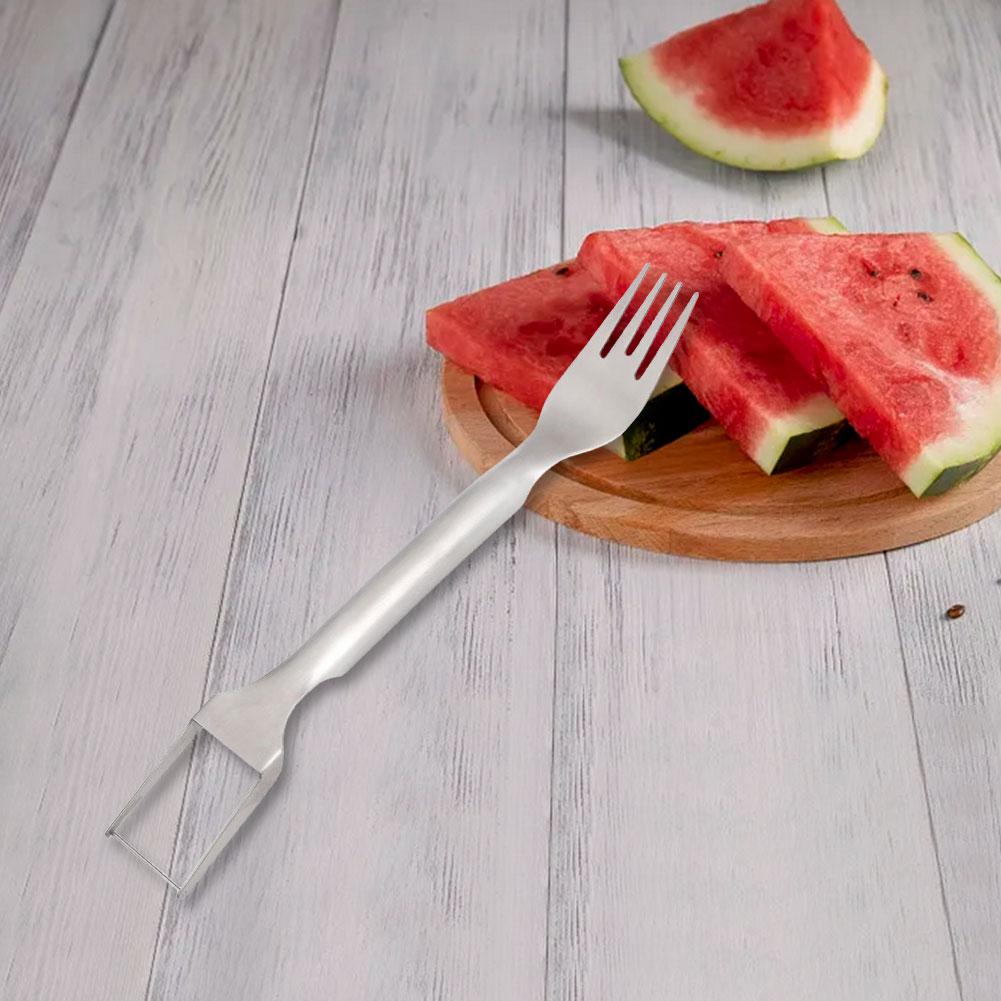 2 In 1 Watermelon Fork Slicer Stainless Steel Fruit Forks Slicer Multi-purpose Watermelon Cutter Knife Kitchen Accessories