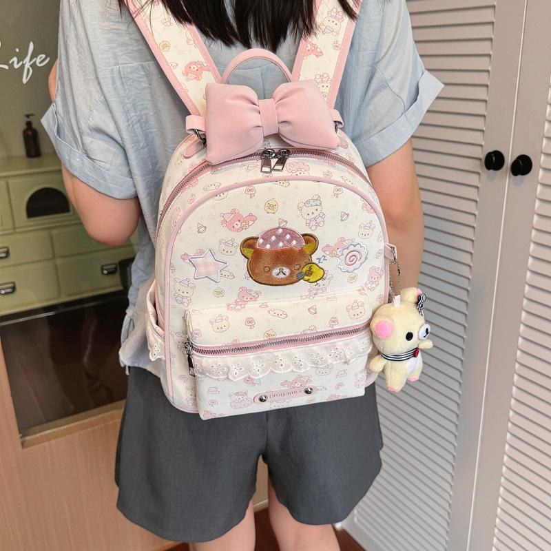 Schoolbag Cute Cartoon Backpack Female Travel Light Play Travel Backpack Girl Foreign Style Fashion Lace Student School Bag