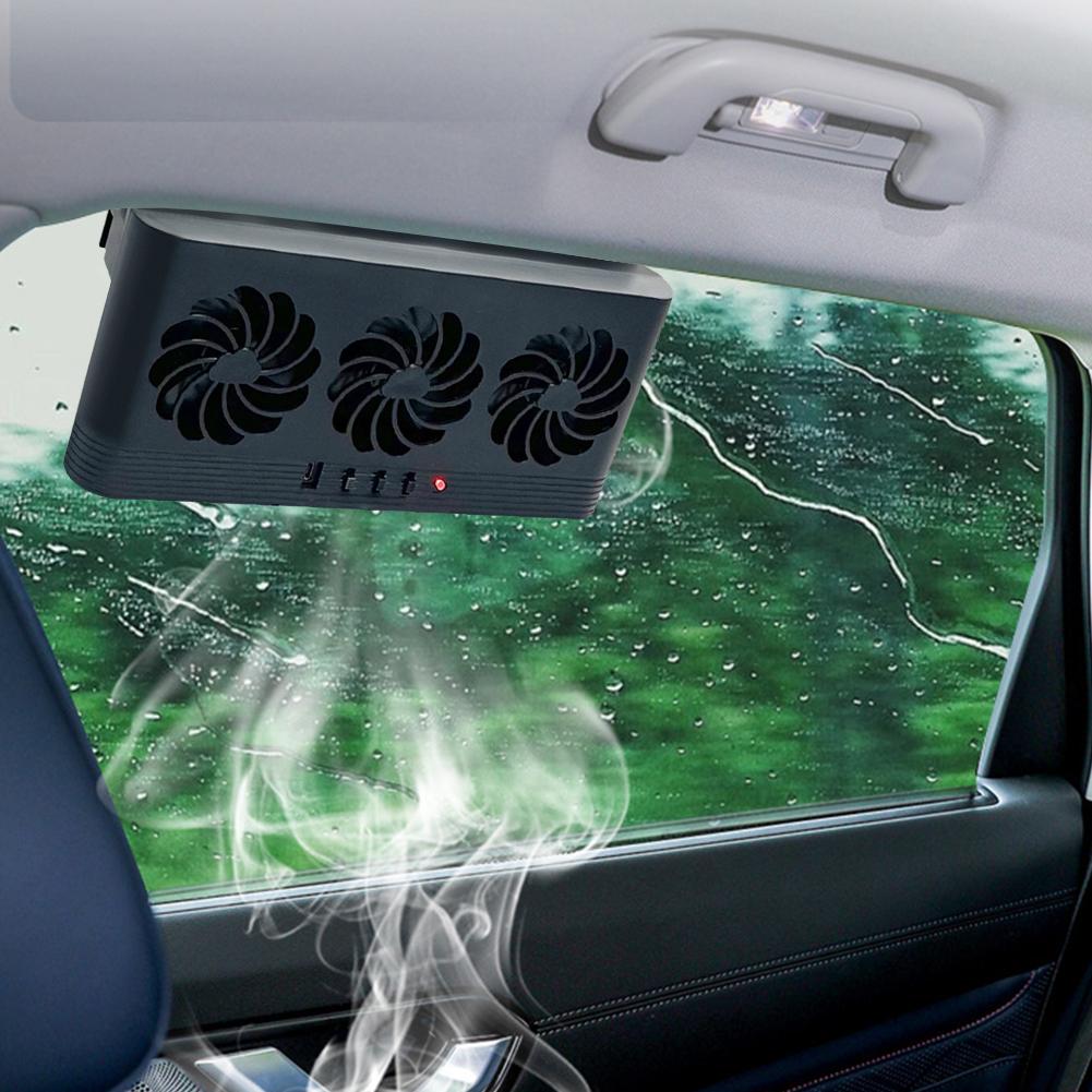 Solar Car Exhaust Fan with 3 Air Outlets Car Radiator Cooling Fan Car Window Air Vent Fan USB Power Auto Ventilation Fan for Car