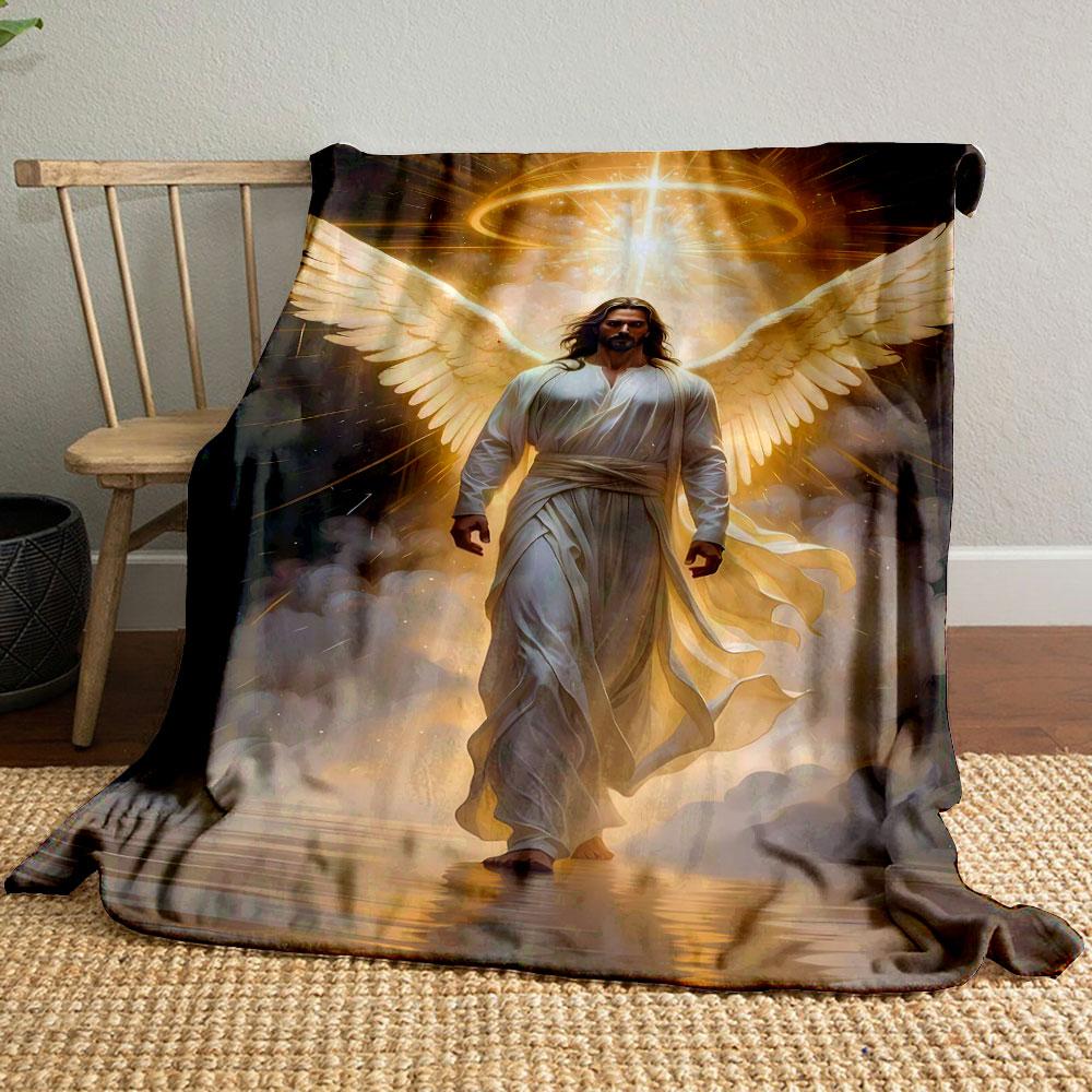 

Winged Divine Figure Blanket Printed Blanket for Living Room Bed Couch lunch break Soft Cozy Blanket for Friend s festival Gift 80cm x 120cm