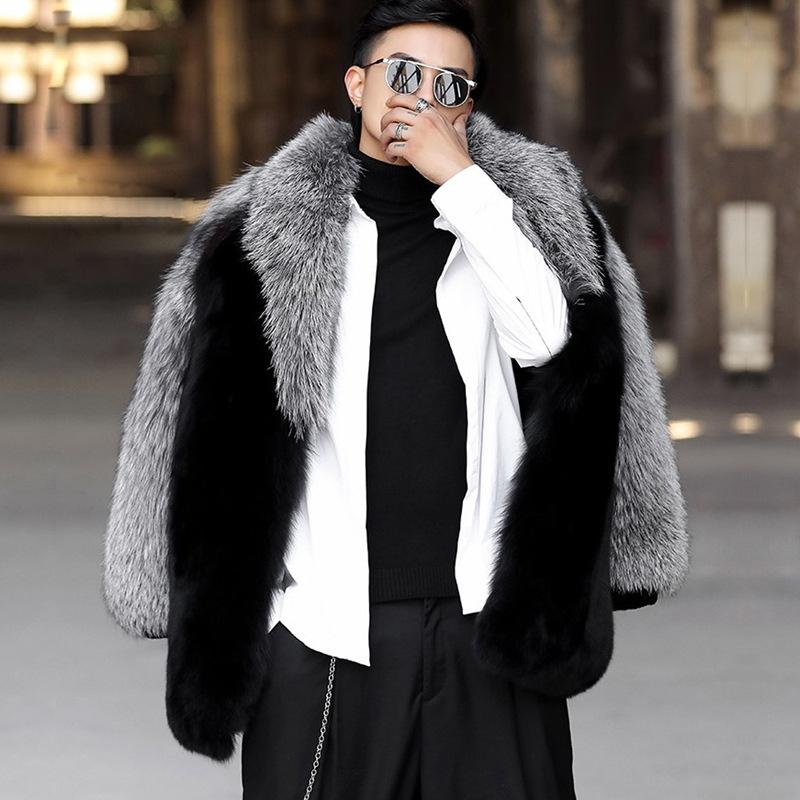 Autumn and Winter New Men's Fur Coat Mink Coat Fox Fur Fur Integrated Men's Clothing Medium and Long Coat Tide