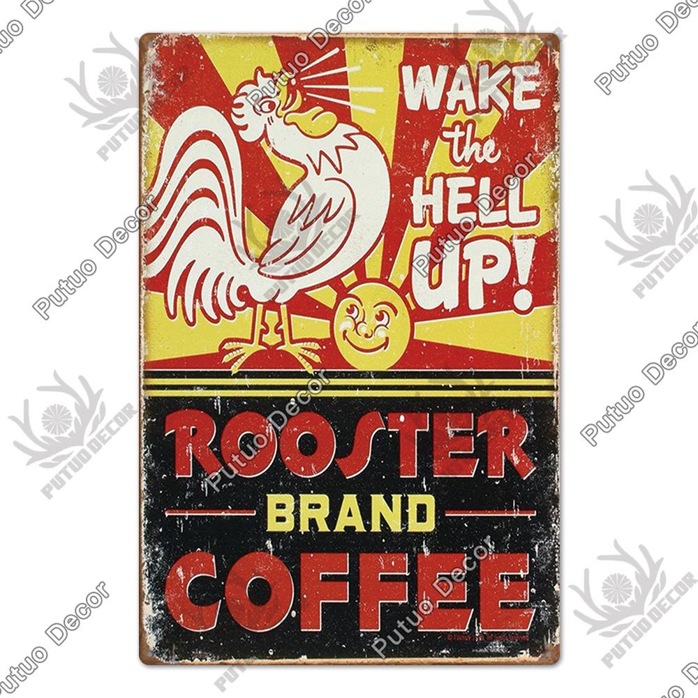 Putuo Decor Coffee Vintage Tin Sign Plaque Metal Plate Wall Art Posters for Kitchen Bar Cafe Room Retro Iron Painting