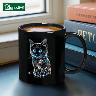 Cute Cat Temperature Sensitive Color Changing Ceramic Mug Breakfast Cups Coffee Milk Tea Water Cup Household Drinkware