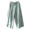 Summer New Cotton and Hemp Haren Pants Women's Loose Large Casual Pants Thin Checkered Nine Quarter Pants