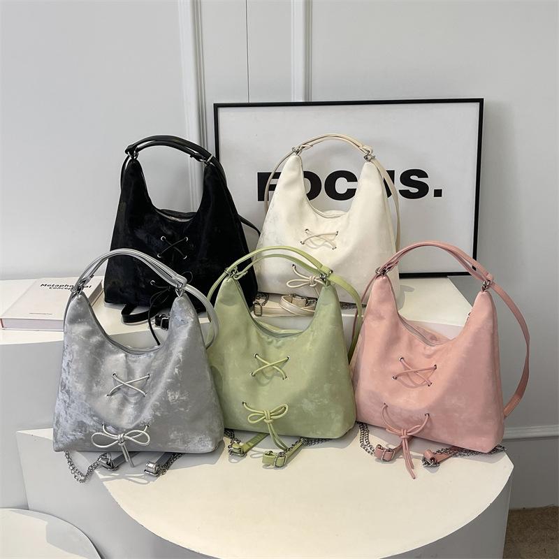 Fashion Large-capacity Bow Small Double Back Women's New Large-capacity Student Shoulder Bag Messenger Bag Tide