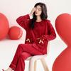 Couple pajamas big red suit natal year marriage newlywed men and women winter island fleece fleece autumn and winter small man