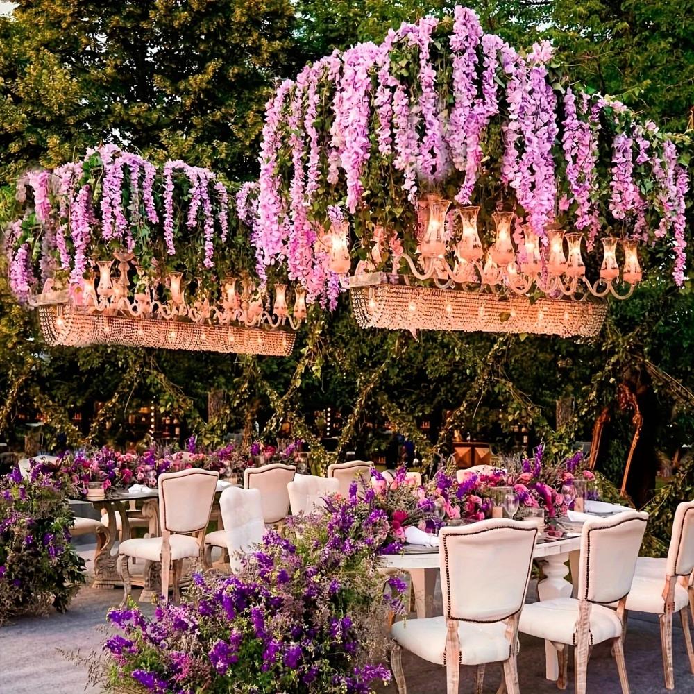 10PCS Bright Color Artificial Wisteria Hanging Flower Wisteria Flower Strips  Garden