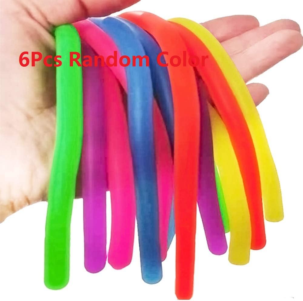 

6Pcs Monkey Noodles Sensory Stretch Strings Fidget ToysTPR Rope Stress Relief Toy for Kids and Adults Improve Concentration