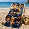 Custom Name Rap Legends Collage Heart In Space Adventure Microfiber Beach Towel, Lightweight for Summer Travel, Swimming Pool Fan Gift