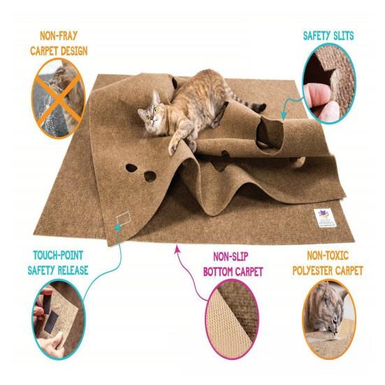 Felt Cat Tunnel with Peek-a-Boo Holes Foldable Large Interactive Cat Play Mat Hideaway Cave Indoor Cats