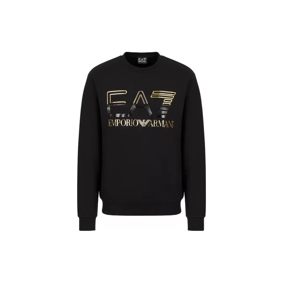 Emporio Armani EA7 SS23 Tweekleurig Logo Print Ronde Hals Sweatshirt Heren sweatshirt Zwart 3RPM12-PJLSZ-0208 L