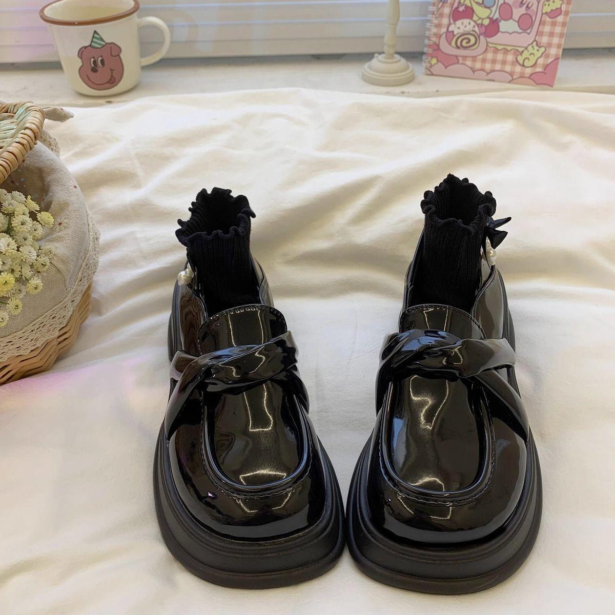 

Fashion Woman Pumps Round Toe with Medium Heels Black Loafers Shoes for Women Platform 2025 Trend Slip on Popular Footwear 39 Vacation 35