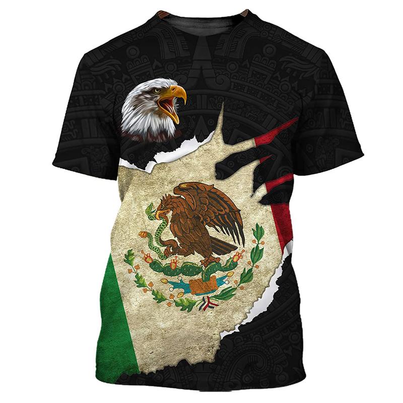 Mexiko Flagge 3D-Druck Herren T-Shirts für Männer Kleidung Sommer Unisex Kurzarm Tops Mode Tees Streetwear Harajuku T-Shirt