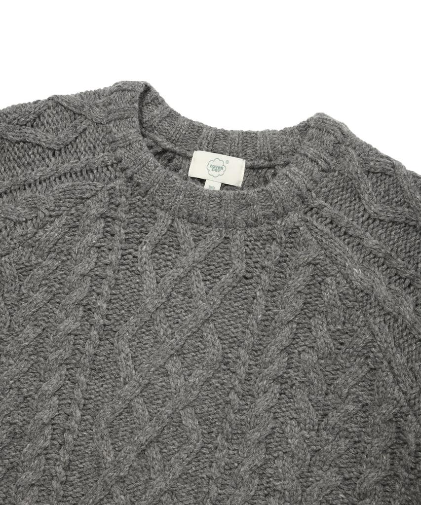 COVERNAT WOMAN Raglan Cable Knit Melange Gray