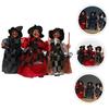 Halloween Witch Doll Decoration Spooky Witch Statue with Broomstick for Home Living Room Fireplace Mantel End Table Desktop Decor