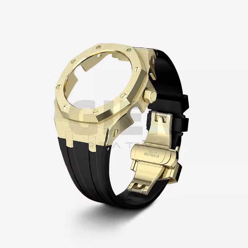 Voor Casio G-SHOCK Farm Oak GA2100/GA2110 Roestvrij Staal 316L Frost Goud Band Set GA-2100 GA-B2100 Metalen Kast Band Armband