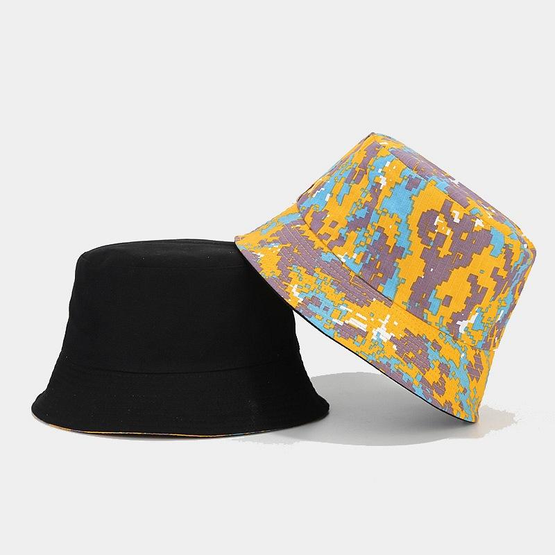 European and American New Camouflage Bucket Hat Spring and Summer Outdoor Travel Shopping Fashion Double-sided Sun Hat Men's and Women's Basin Hats