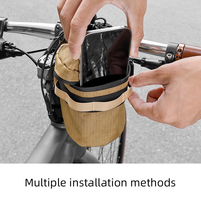 ESLNF High-Quality Bicycle Front Rack Water Bottle Bag - Retractable Cord Tightening Design Durable Cycling Storage Bag for Bike