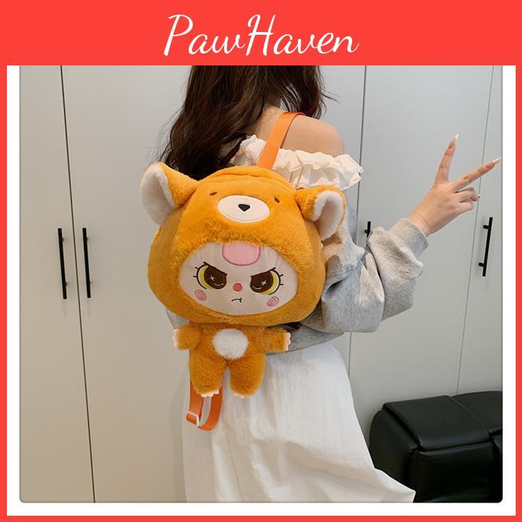 Cute Babythree Elephant Fox Panda Rabbit Animal Costume Cartoon Plush Backpack