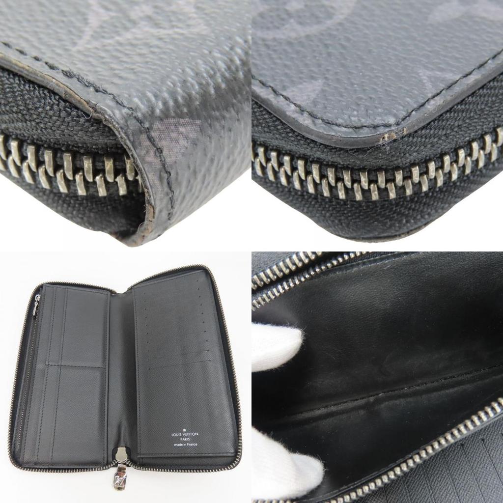 Used LOUIS VUITTON Purse Zippy Wallet Vertical M62295 Monogram Eclipse black gray Zip Around