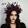 Streetwear Gothic Hairband for Women Halloween Rose Headband, Flower Leaf Crown Hair Hoops Bands, Costume Accessories Adults Headpiece Cosplay