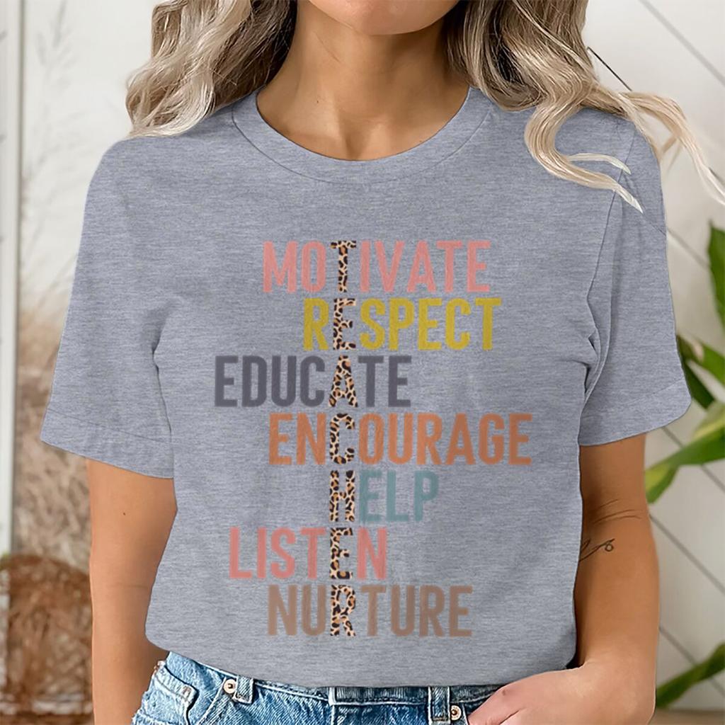 Leopard Print Teacher Tshirt Motivate Respect Educate Inspirational Quote Back To School Tee Gifts Unisex Unisex Teacher Tshirts