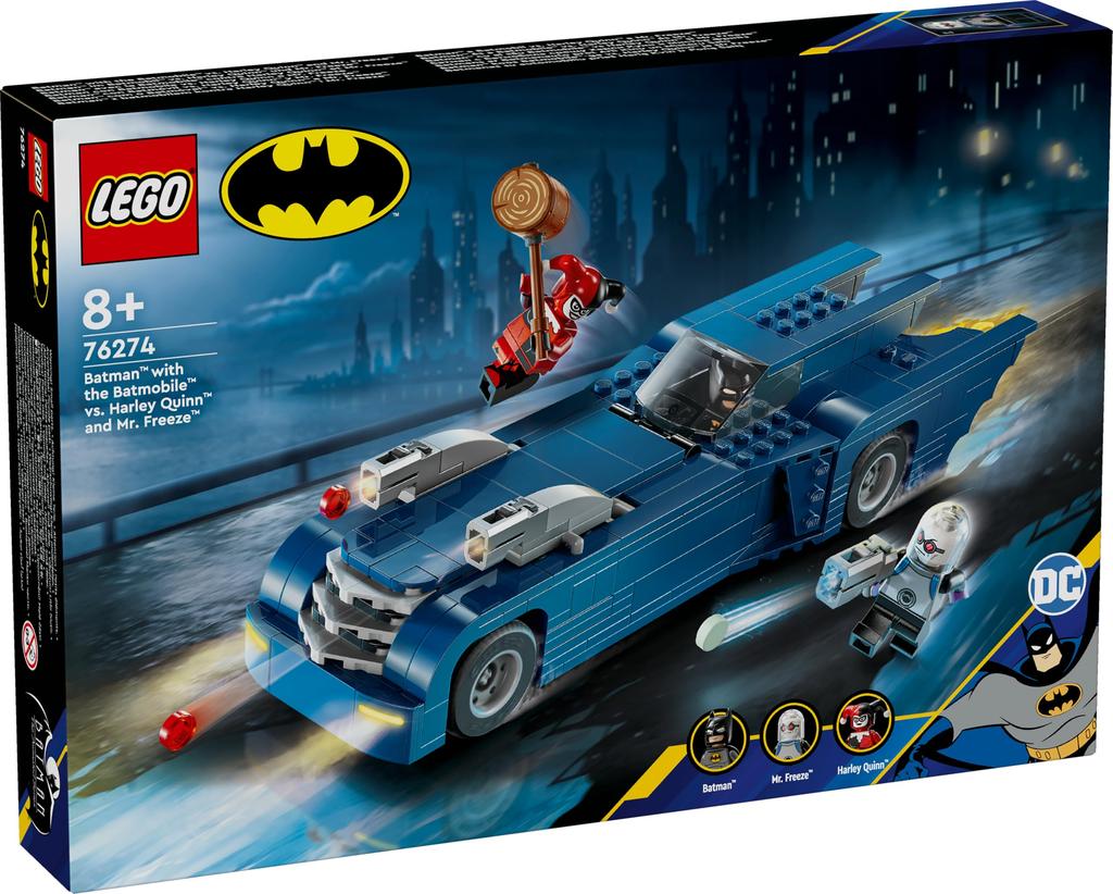LEGO Super Heroes Batman vs. Harley Quinn & Mr. Freeze in the Batmobile, a great gift for birthdays, Christmas, boys, girls, and kids ages 8, 9, and 1