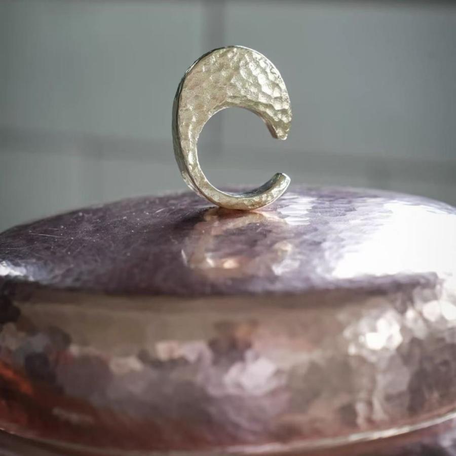 Handcrafted Vintage Copper Pot,Portable Camping Pot With lid Cooking Utensil Simmering Food Stewing,15 cm Hammer Texture Pot