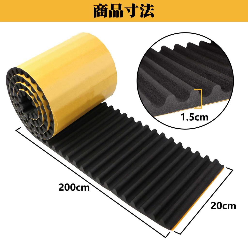 200cm X 20cm Wide Wavy Garage Wall Garage Parking Car Door Rear Bumper Garage Door Black [Ultra-Thick 15mm] Protector, Water-Repellent, Aid,