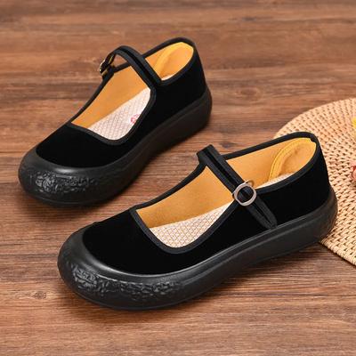 Moda feminina Roudn Toe Fivela Tira Antiderrapante Plataforma Sapatos Senhora Casual Retro Sapatos de Dança Zapatos Mujer Ga68