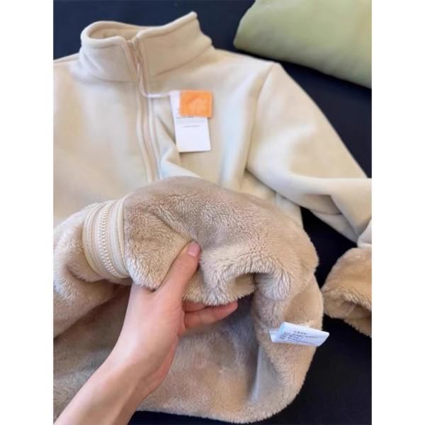 

Women s Fleece Lined Windbreaker: Lamb Wool, Warm Velvet, for School Uniforms, Spring & Autumn Extra Large