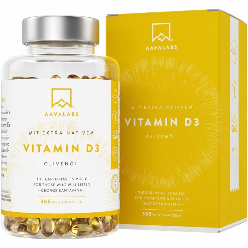 

AAVALABS Vitamin D3, Olive Oil 5000 IU, 365 Capsules