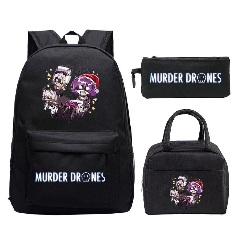 Murder Drones Cartoon Printed Children's Backpack Set Student School Bag Lunch Bag Casual Pencil Bag