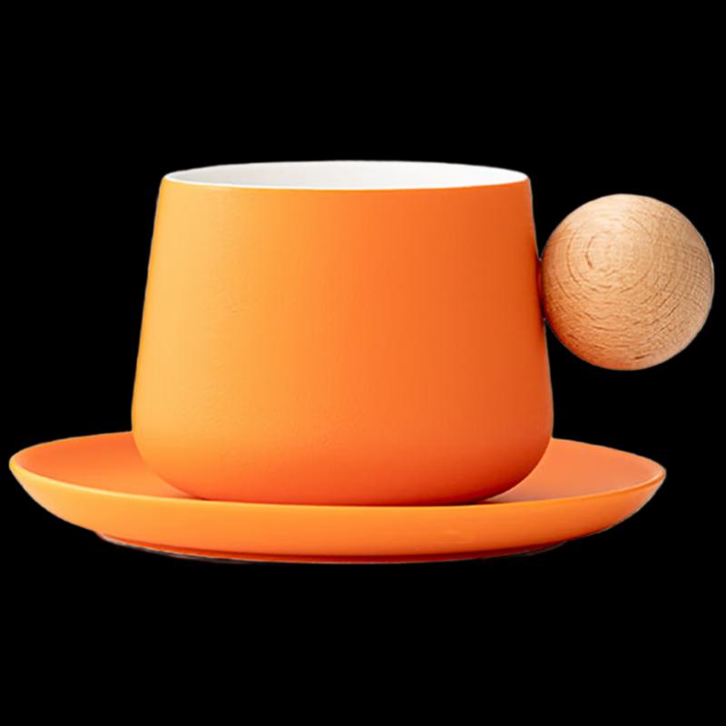 Hayuxin Ceramic Coffee Mug with Saucer, 320ml