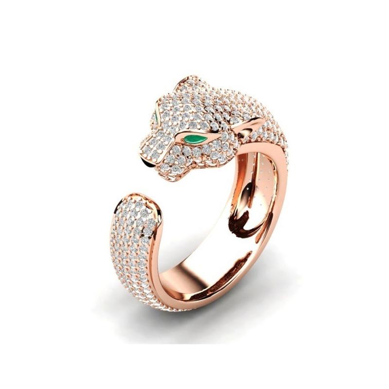 

2026 Animal Opening Ring Men s and Women s Jewelry Accessories Anniversary Gift Retro Water Diamond Zircon Ring resizable розового золота