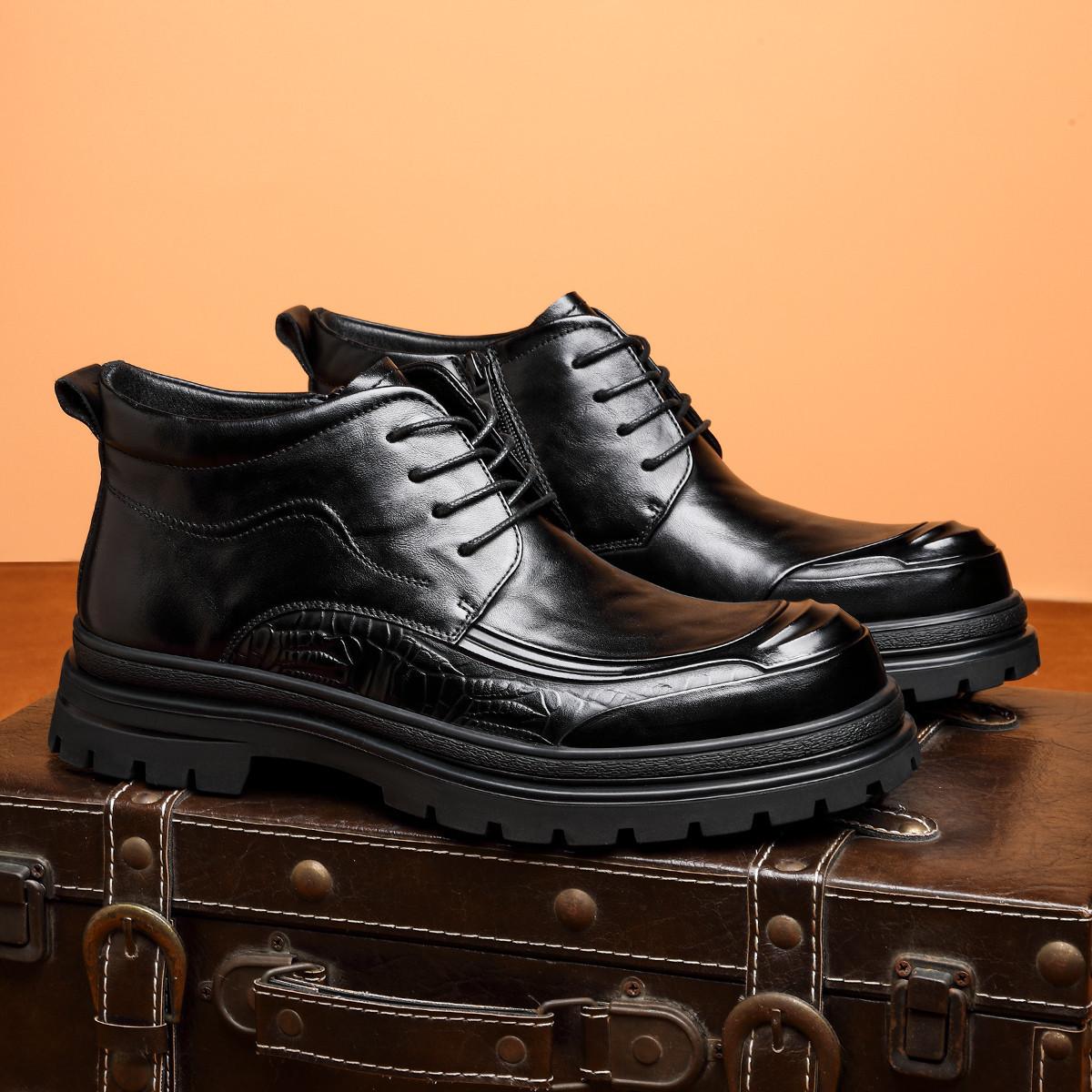 

2025 Martin boots men s leather autumn and winter velvet men s boots top layer cowhide business casual high-top men s shoes trend 43