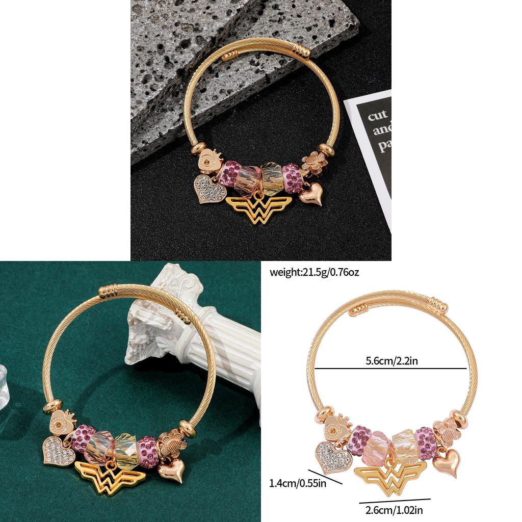 Fashion Alloy Adjustable Couple Bracelet With Heart Pendant For Travel Gift