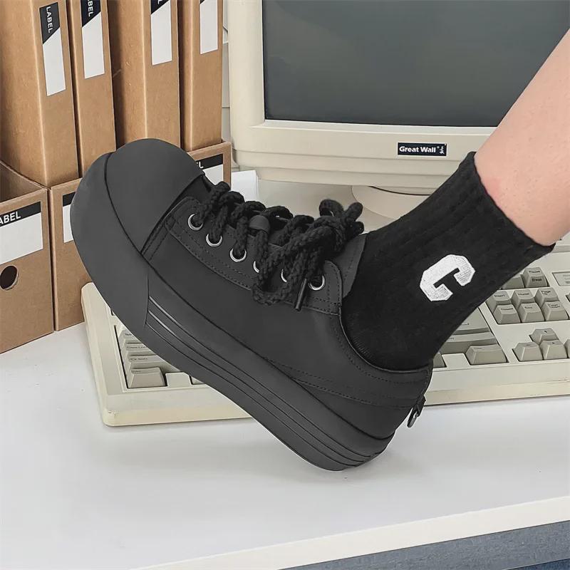 Siyah Kalın Tabanlı Bileksiz Mickey Kafa Erkek & Kadın Günlük Ayakkabı