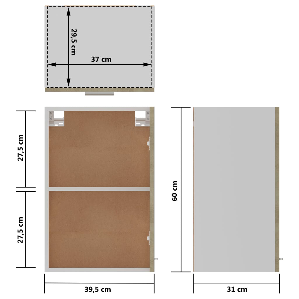 Küchenhängeschrank Lyon, Aufbewahrungs- Und Dekowandschrank, 39.5x31x60 Cm