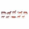 10pcs 1/87 Scale Painted Horse Miniature Figures for HO Gauge Building DIY Crafts and Architectural Models, Dioramas
